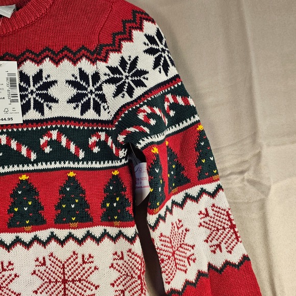 NWT The Children's Place Girls Red Fair Isle Christmas Sweater Dress 7 8 - Picture 3 of 5